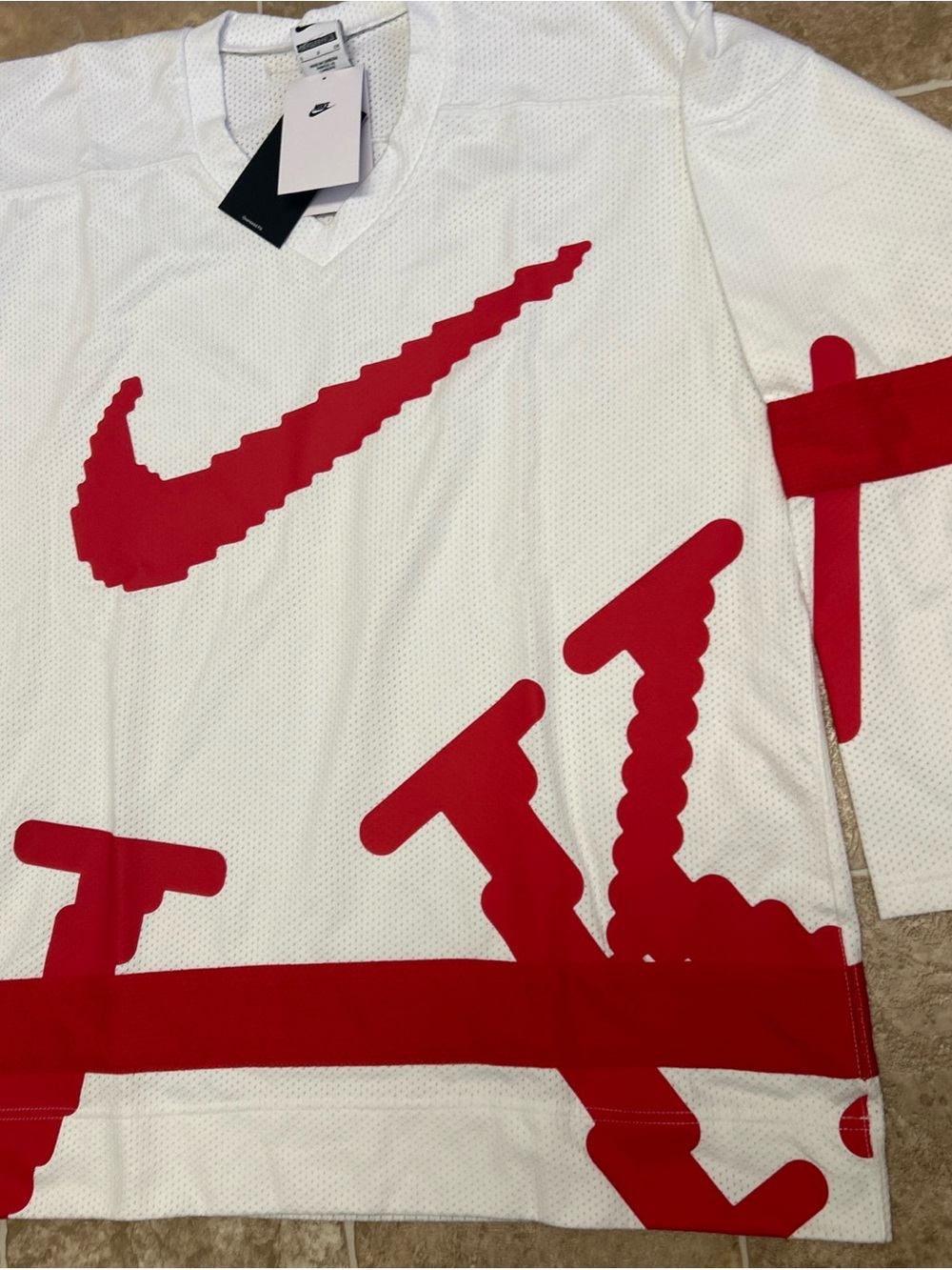 Nike Sportswear Club Oversized White Hockey Jersey Sweater HV1137-100 Men’s Smal - Picture 6 of 16